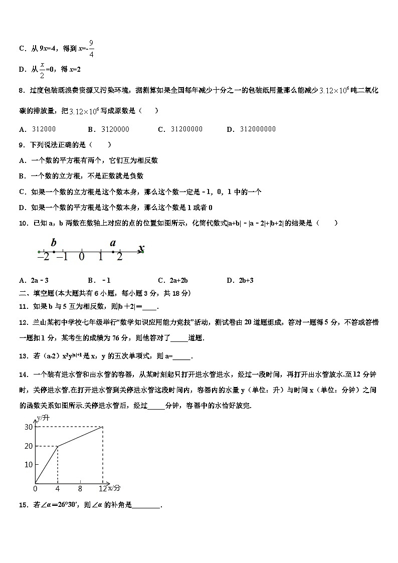 四川省乐山市五中学2026届数学七年级第一学期期末质量检测模拟试题含解析第2页