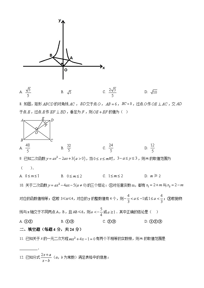 福建省泉州市永春县福建省永春第一中学九年级上学期1月月考数学试题（原卷版）-A4第3页