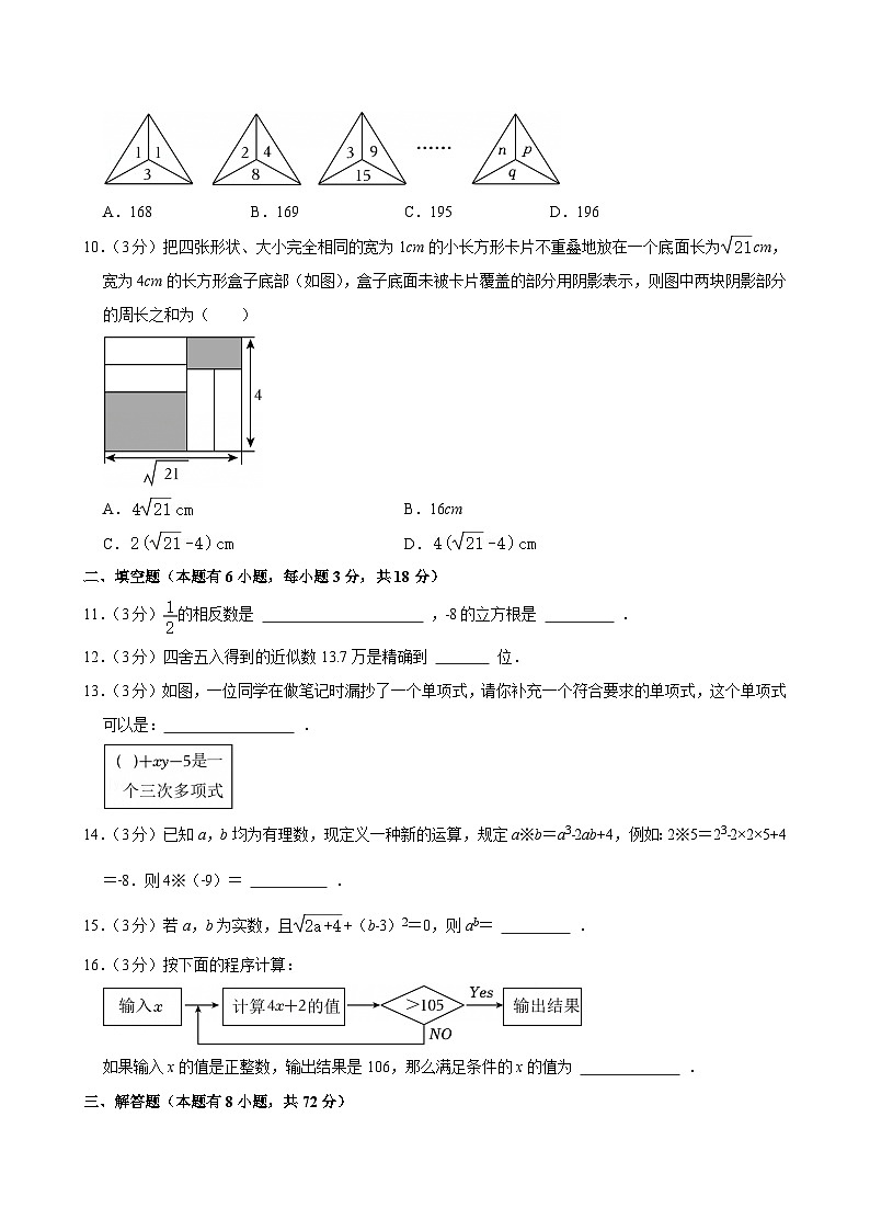 2024-2025学年浙江省杭州市上城区四季青中学七年级（上）期中数学试卷第2页