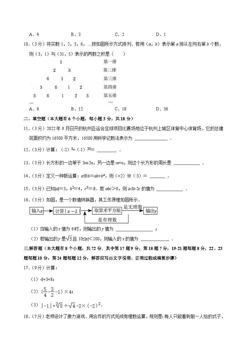 2024-2025学年浙江省杭州市钱塘区文海中学七年级（上）期中数学试卷第2页