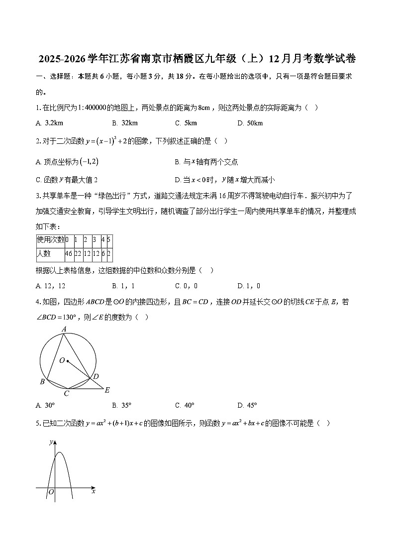 2025-2026学年江苏省南京市栖霞区九年级（上）12月月考数学试卷-自定义类型第1页