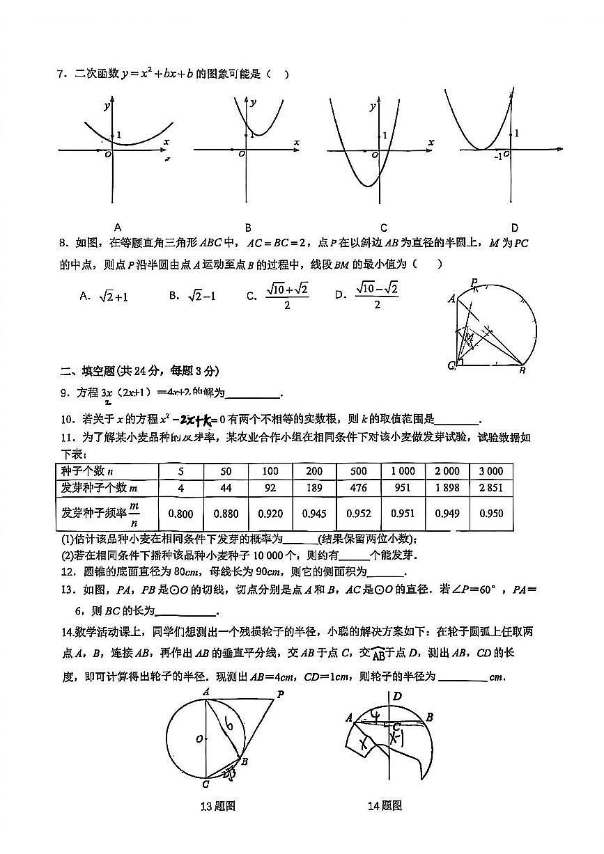 2025北京陈经纶分校初三上12月月考数学试卷第2页