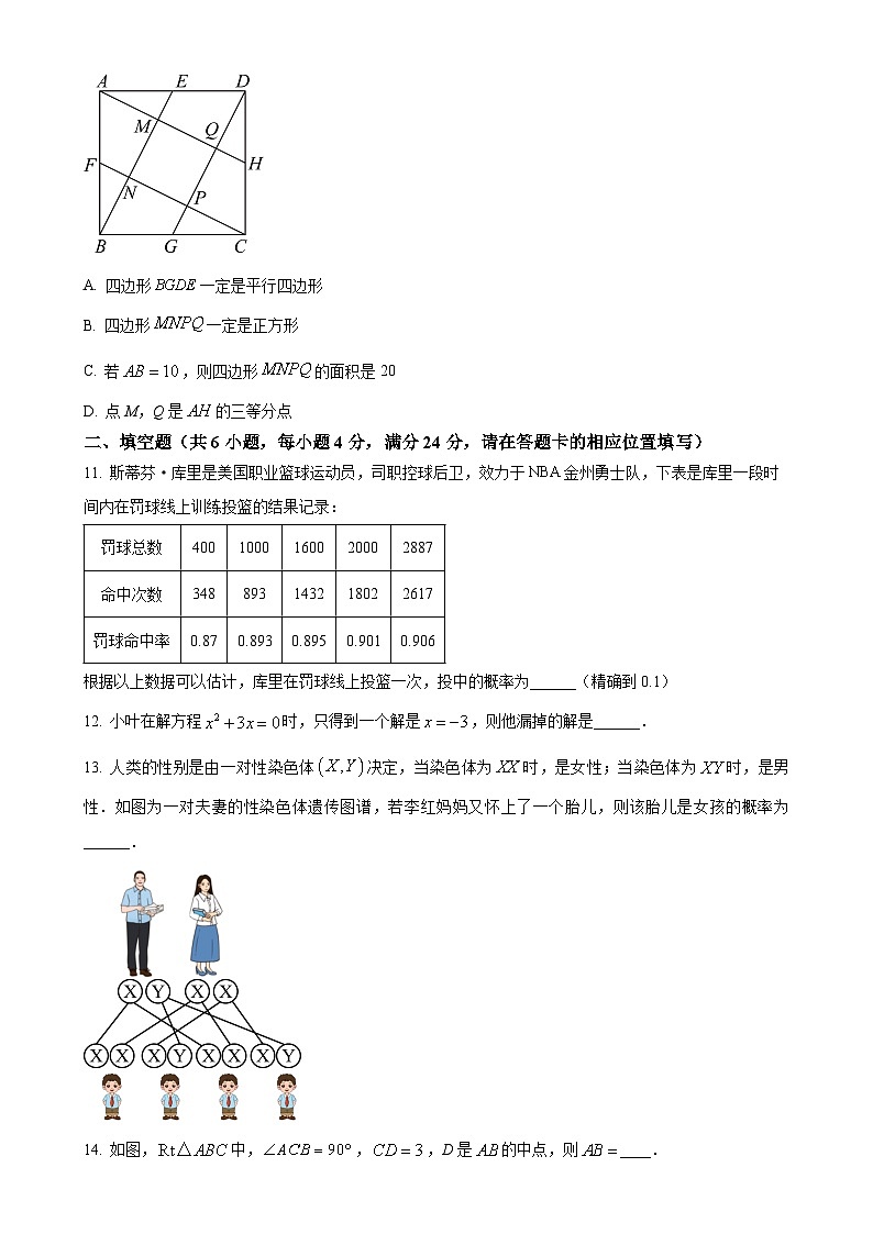 福建省漳州市华安县正兴学校九年级上学期期中考数学试题（原卷版）-A4第3页