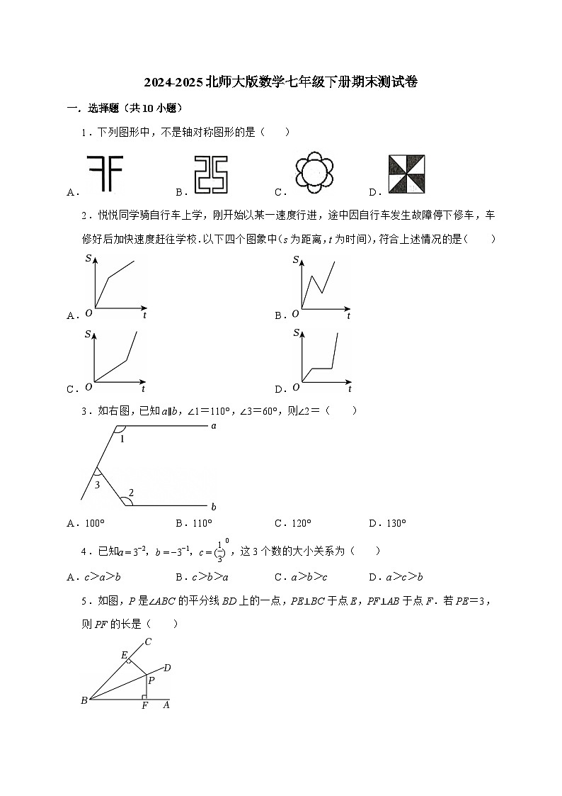 2025_2026学年北师大版数学七年级下学期期末测试卷【附答案】第1页