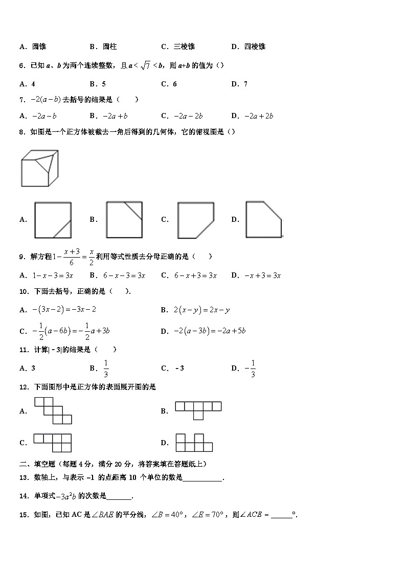 重庆市育才中学2026届数学七年级第一学期期末检测试题含解析第2页