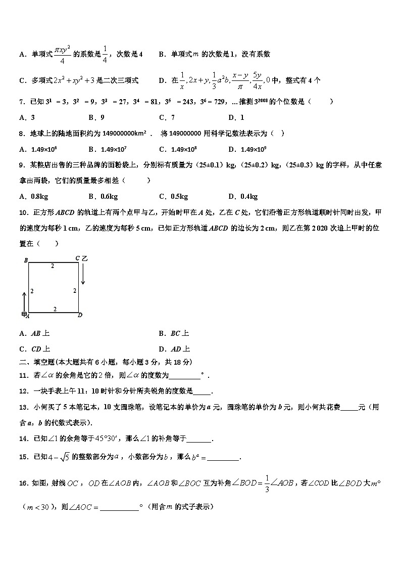 重庆市八中学2026届七年级数学第一学期期末质量跟踪监视试题含解析第2页