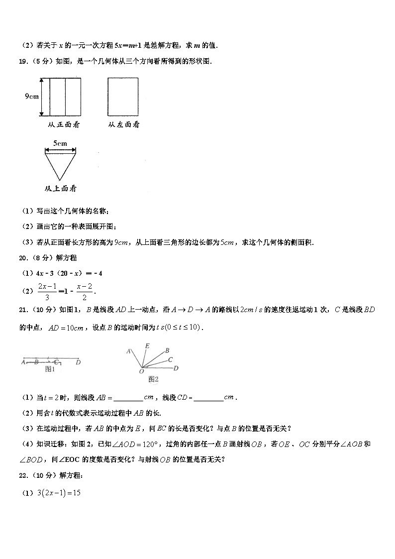 重庆市沙坪坝区南开中学2026届七年级数学第一学期期末学业水平测试试题含解析第3页