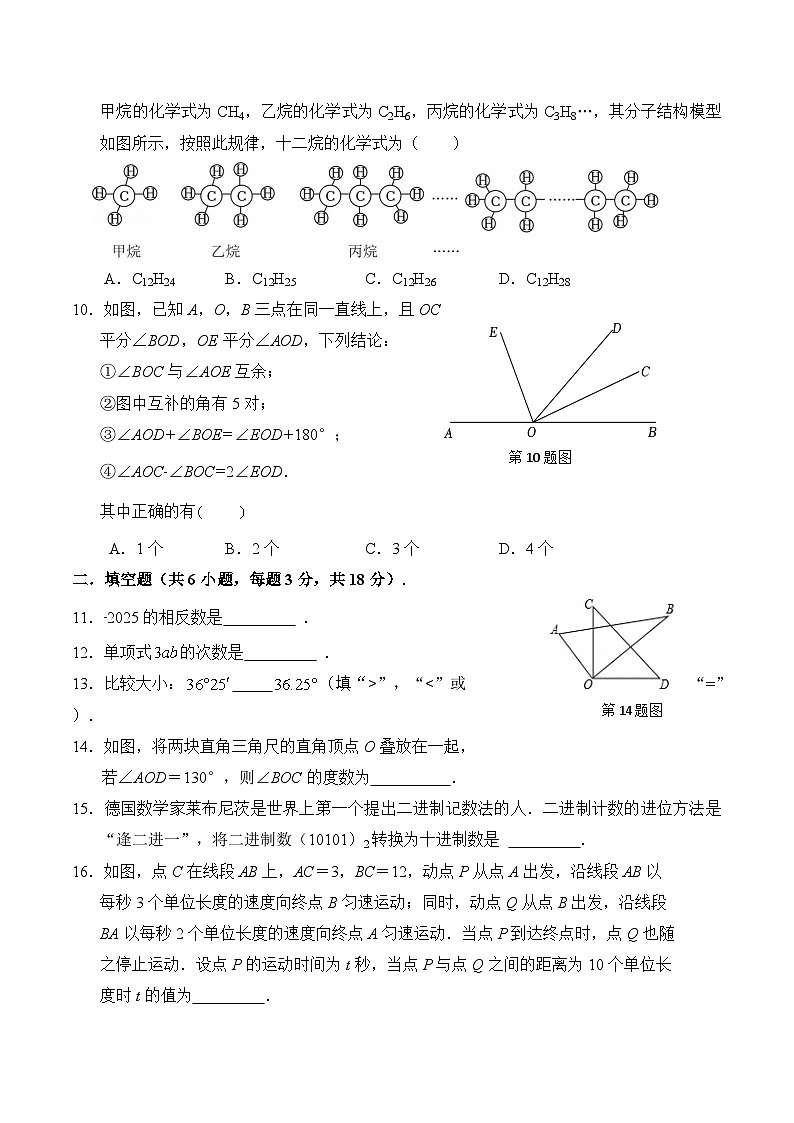 广东省湛江市四校2024-2025学年七年级上学期期末考试数学试卷(含答案)第2页