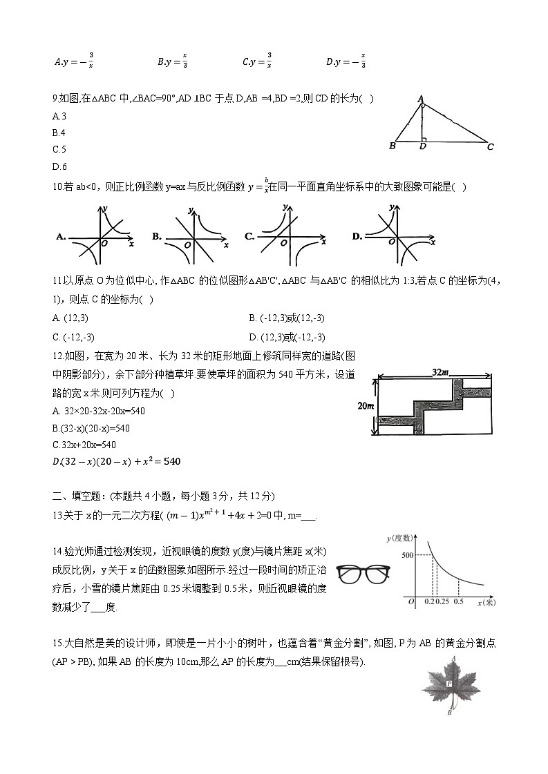 广西北海市某中学2025-2026学年九年级上学期第一次月考数学试题（无答案）第2页