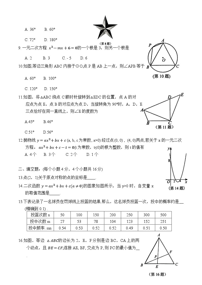 贵州省黔东南苗族侗族自治州2025届九年级上学期1月期末考试数学试卷(含答案)第2页