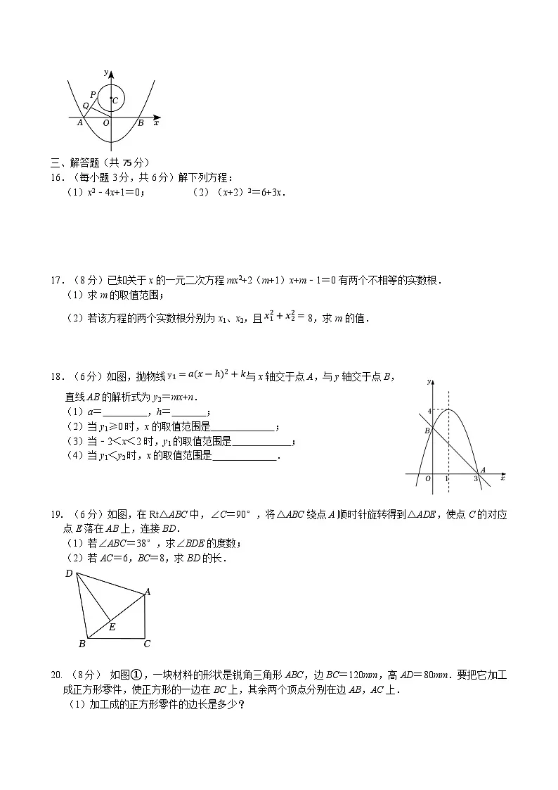 湖北省襄阳市老河口市2025届九年级上学期期末训练数学试卷(含答案)第3页