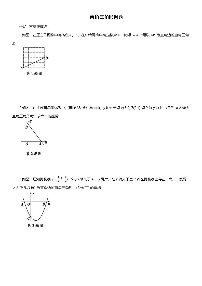 2025届中考数学第一轮复习突破热点训练——直角三角形问题（含答案）第1页