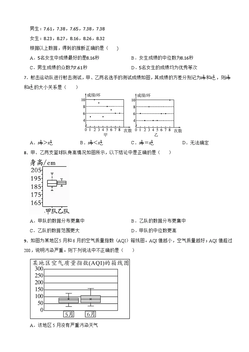 八年级数学上册第六章《数据的分析》单元检测卷（A卷）北师大版（含解析）第2页