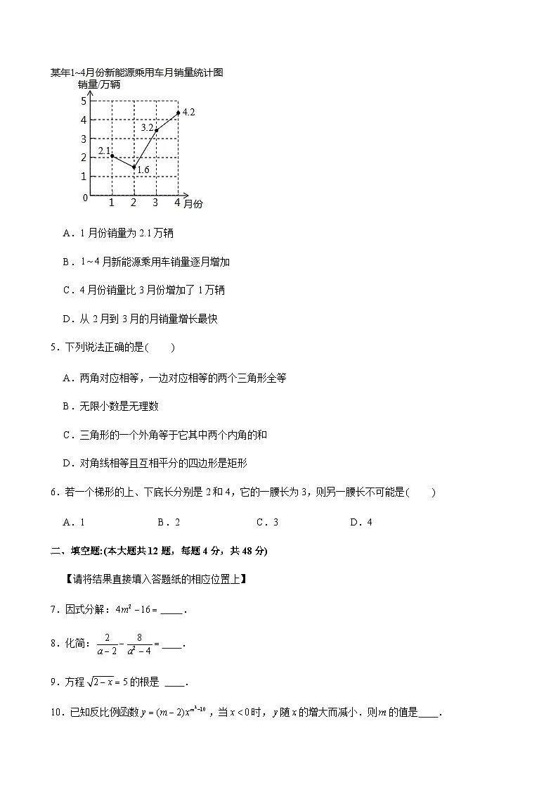 2024年中考数学（上海）押题预测卷一（含答案）第2页