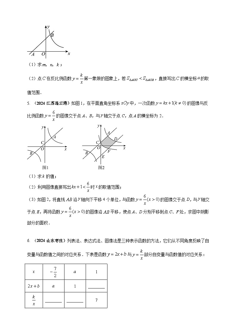 2024年中考数学真题分类汇编——一次函数与反比例函数综合（含答案）第3页