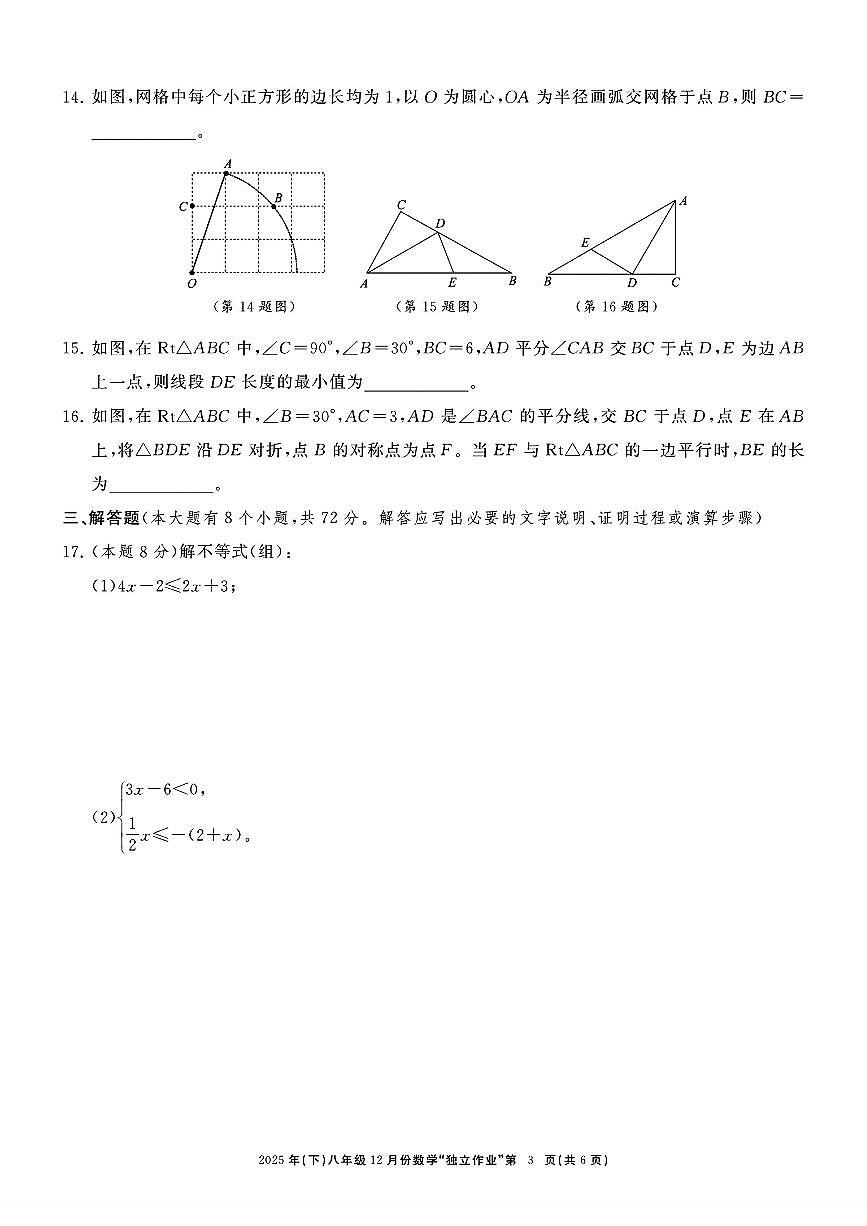 2025.12浙共体八上月考数学试卷（含答案）第3页