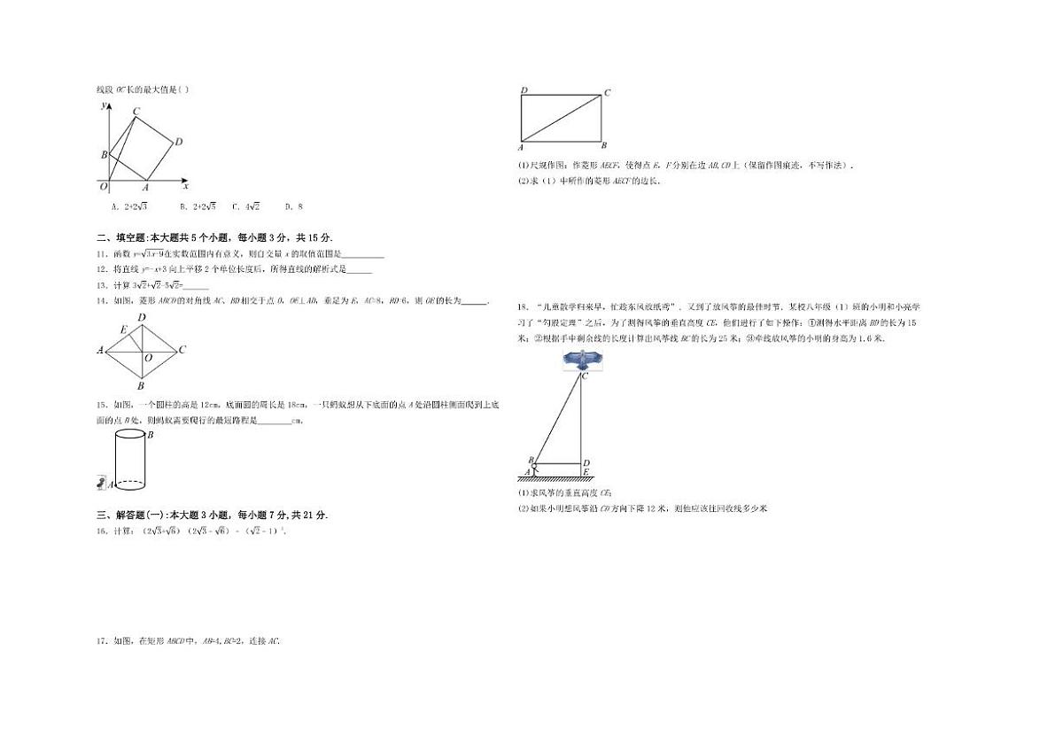 广东省湛江市滨海学校2024-2025学年上学期期中素质测评八年级数学试卷（含答案）第2页