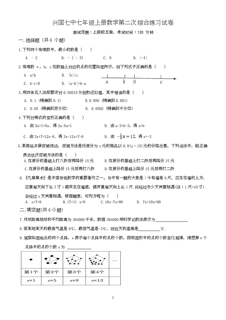 江西省赣州市兴国县第七中学2025-2026学年七年级上学期12月月考数学试题第1页