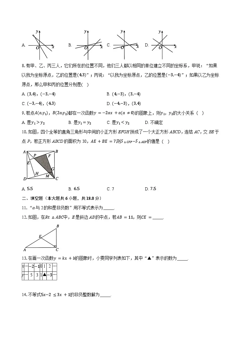 浙教版（2024）八年级上册数学期末考试模拟试卷（含答案）第2页