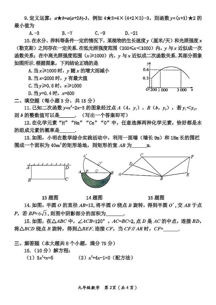 河南省沁阳市2025-2026学年九年级上学期阶段性调研一（一检）数学试题（月考）第2页