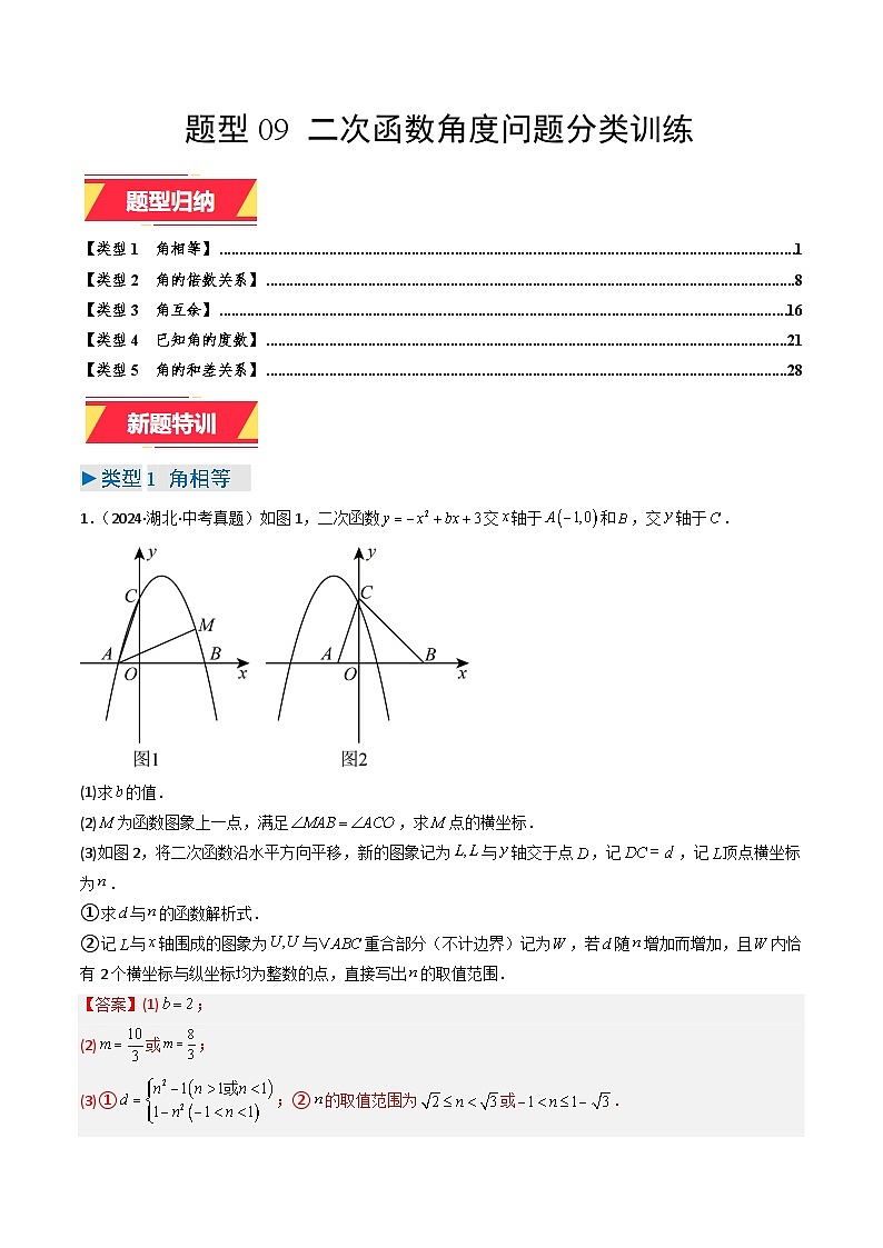 专题09 二次函数角度问题分类训练（教师版）第1页