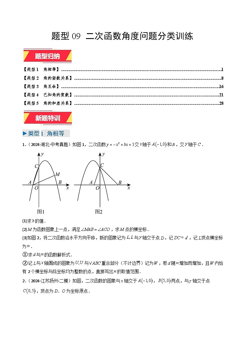 专题09 二次函数角度问题分类训练（学生版）第1页
