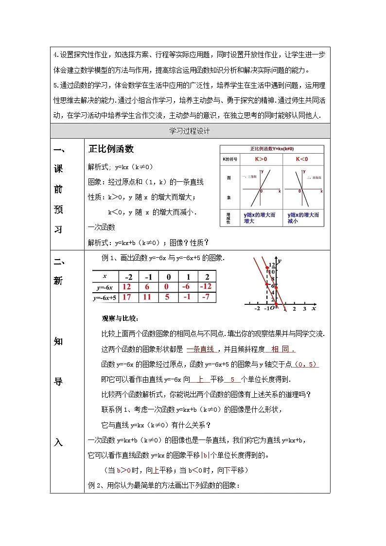 人教版（2024）初中数学八年级下册 23.2 一次函数的图象和性质 教案第2页