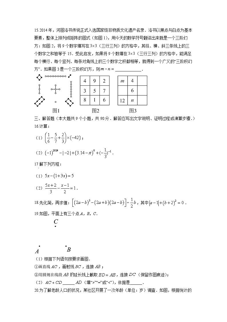 2024-2025学年山东省济南市历城区七年级上学期期末考试数学试卷（学生版）第3页
