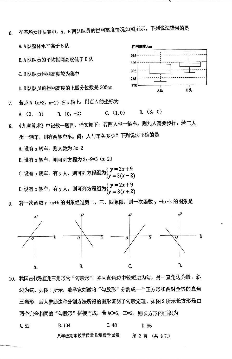 辽宁省丹东市东港市2025-2026学年八年级上学期期末质量监测数学试卷第2页