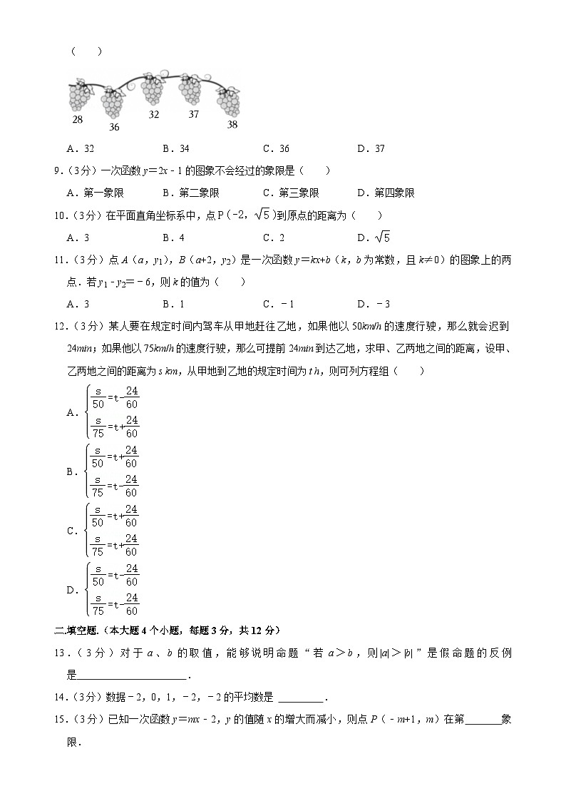 甘肃省兰州市新区2024-2025学年八年级上学期期末数学试卷-A4第2页
