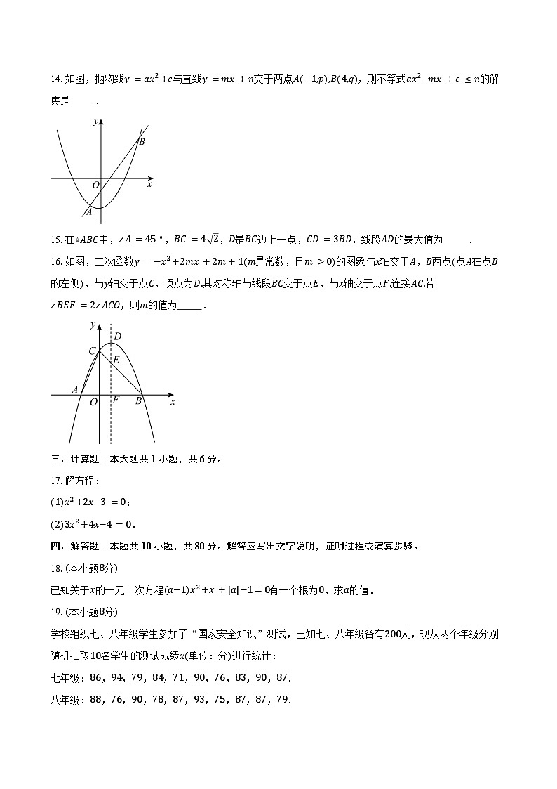 2025-2026学年江苏省苏州市相城中学九年级（上）12月月考数学试卷（含答案）第3页