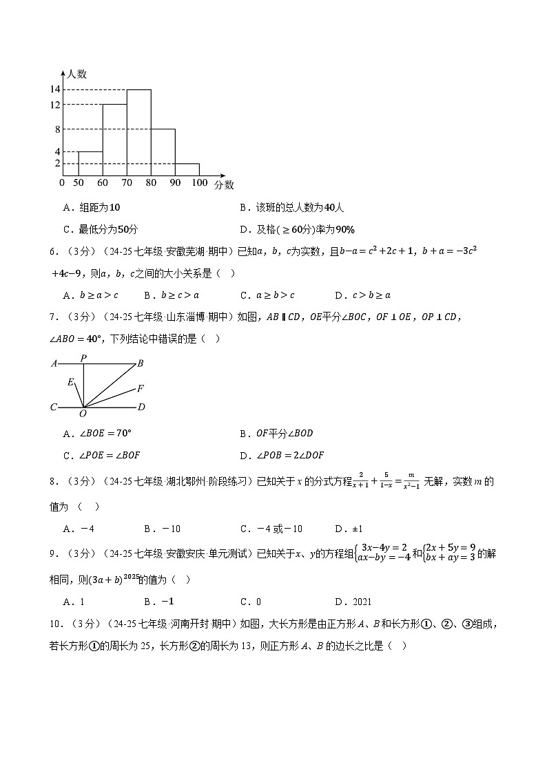 七年级（下）期末数学试卷（培优卷）（浙教版2024）（原卷版）第2页