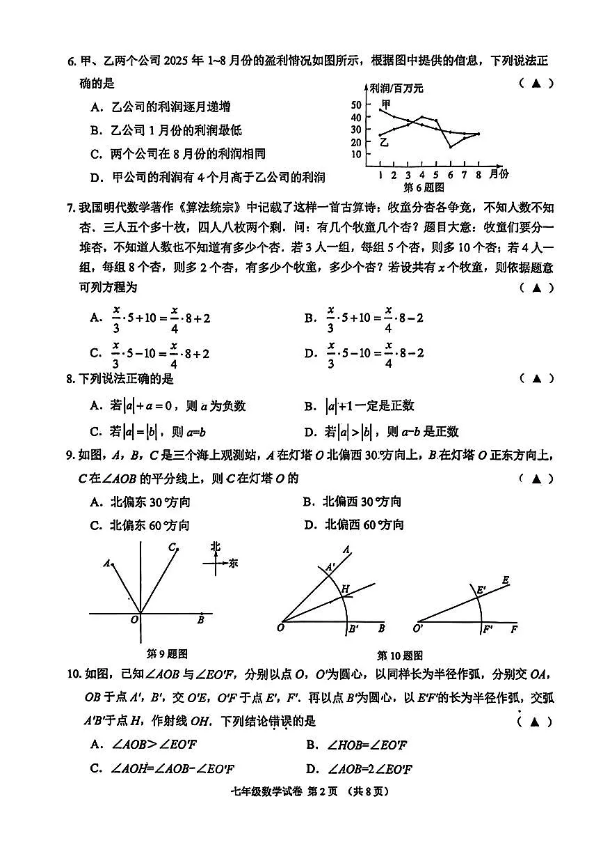辽宁省锦州市2025-2026学年七年级上册期末 数学试卷（PDF版）第2页