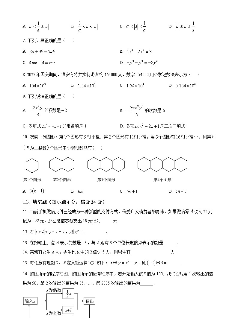 甘肃省张掖育才中学七年级上学期期中测试数学试卷（原卷版）-A4第2页