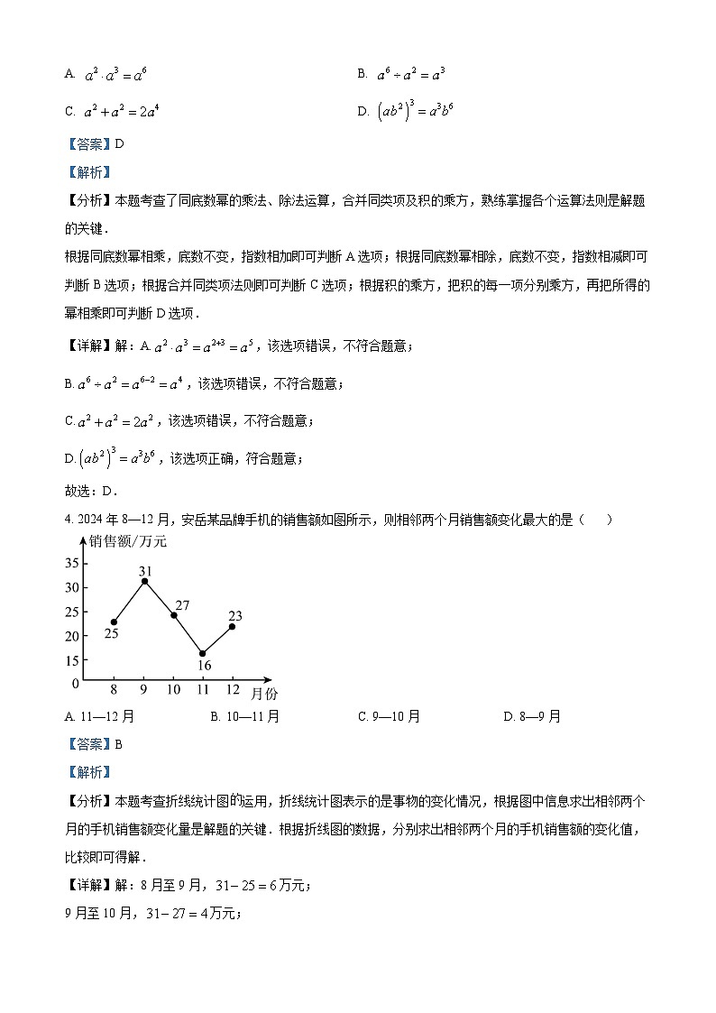 精品解析：四川省资阳市安岳县2024-2025学年八年级上学期期末考试数学试卷（解析版）第2页