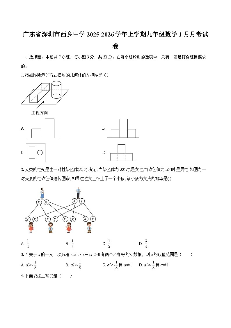 广东省深圳市西乡中学2025-2026学年上学期九年级数学1月月考试卷-自定义类型第1页