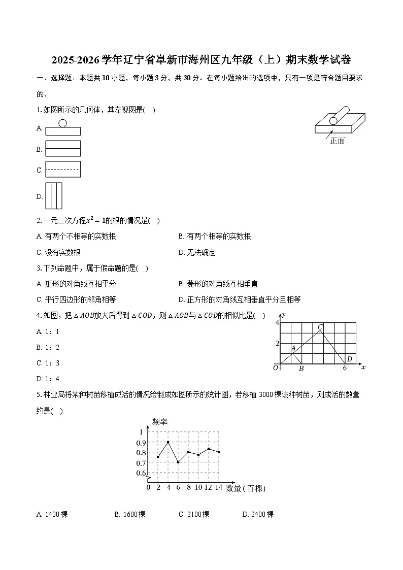 2025-2026学年辽宁省阜新市海州区九年级（上）期末数学试卷（含答案+解析）第1页