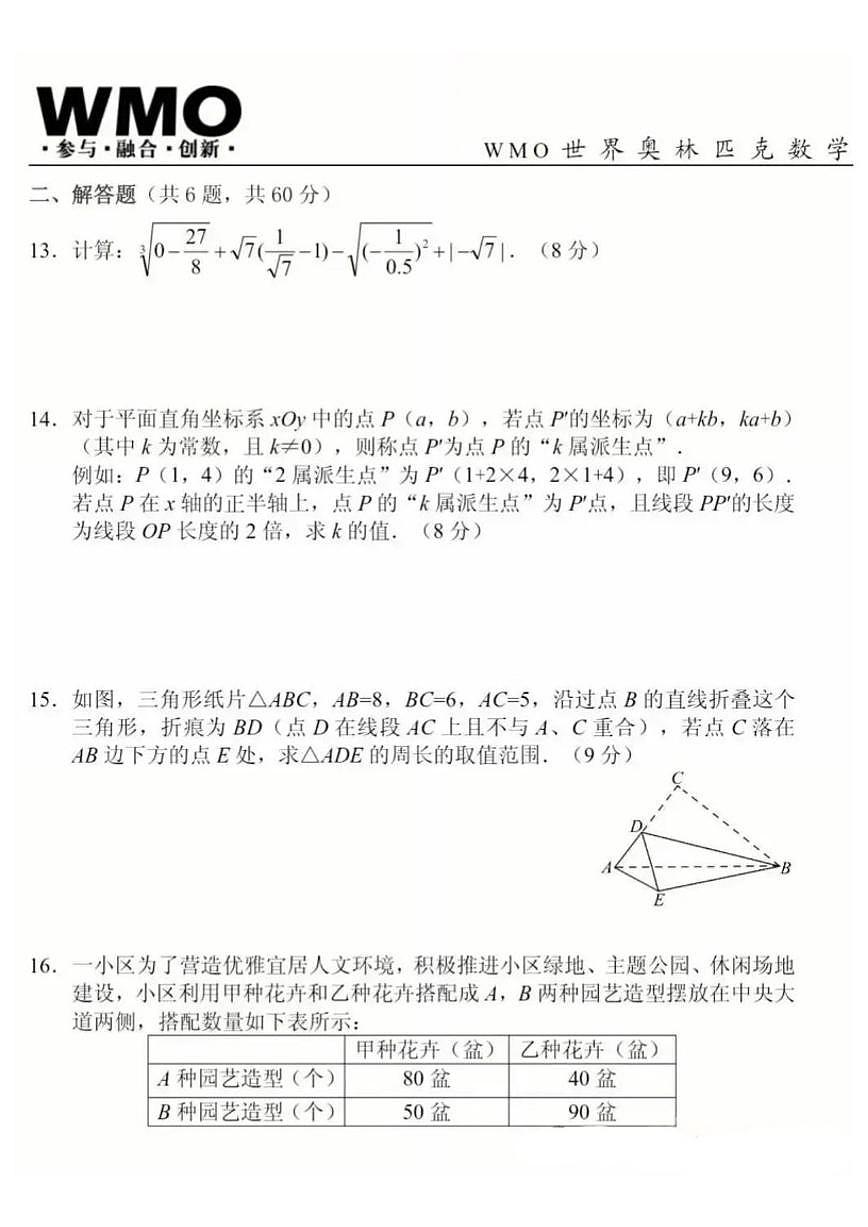 安徽省合肥市2025年世界奥林匹克八年级数学竞赛选拔赛试题(含答案_)第3页