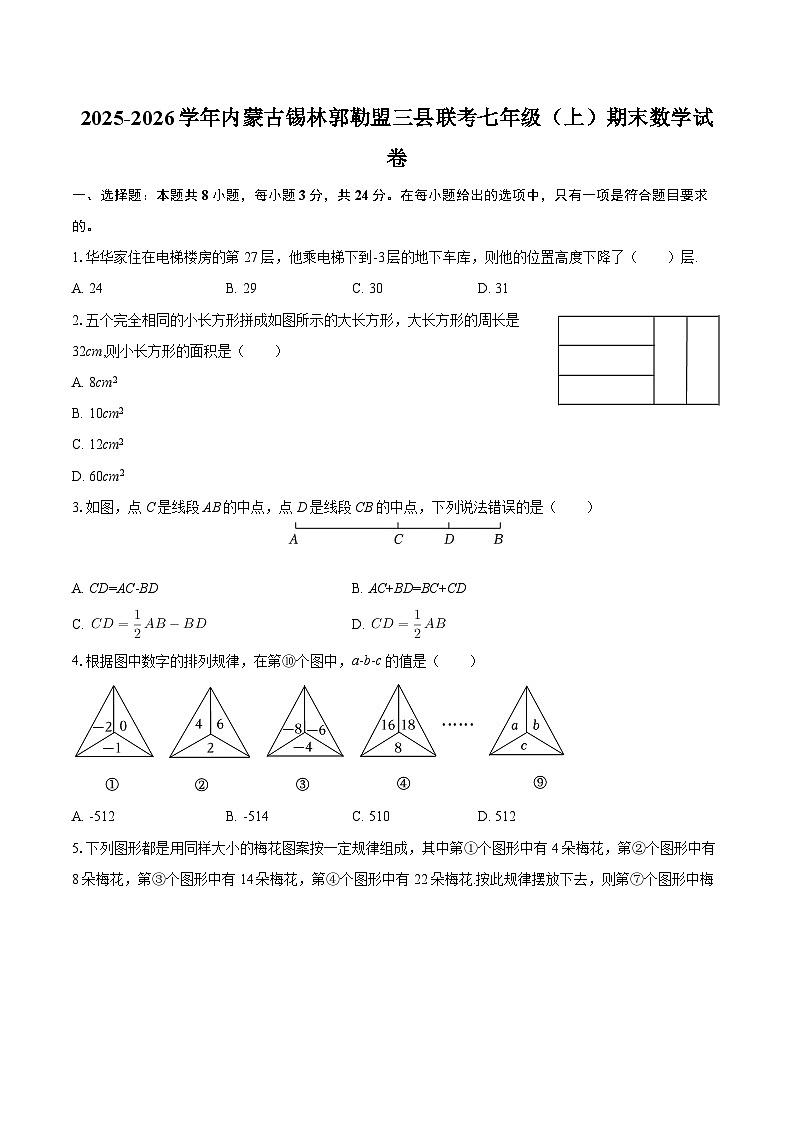 2025-2026学年内蒙古锡林郭勒盟三县联考七年级（上）期末数学试卷-自定义类型第1页