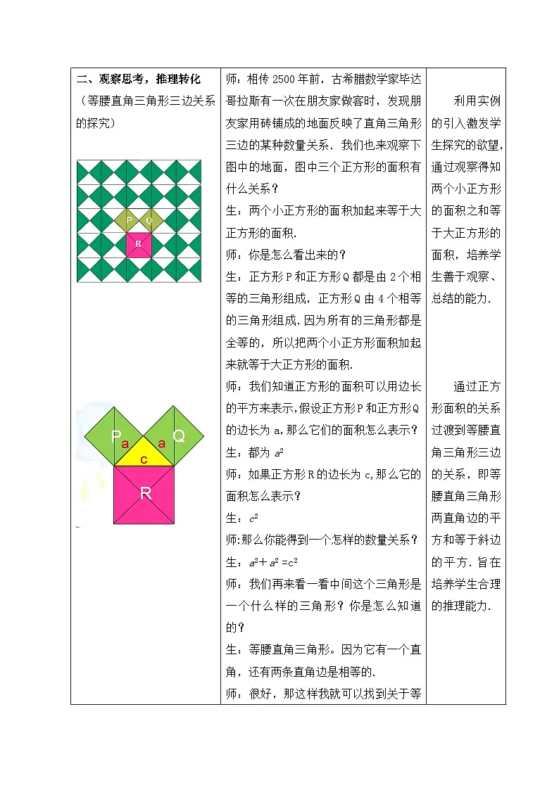 人教版初中数学八年级下册（2024）20.1.1 勾股定理 教学设计第3页