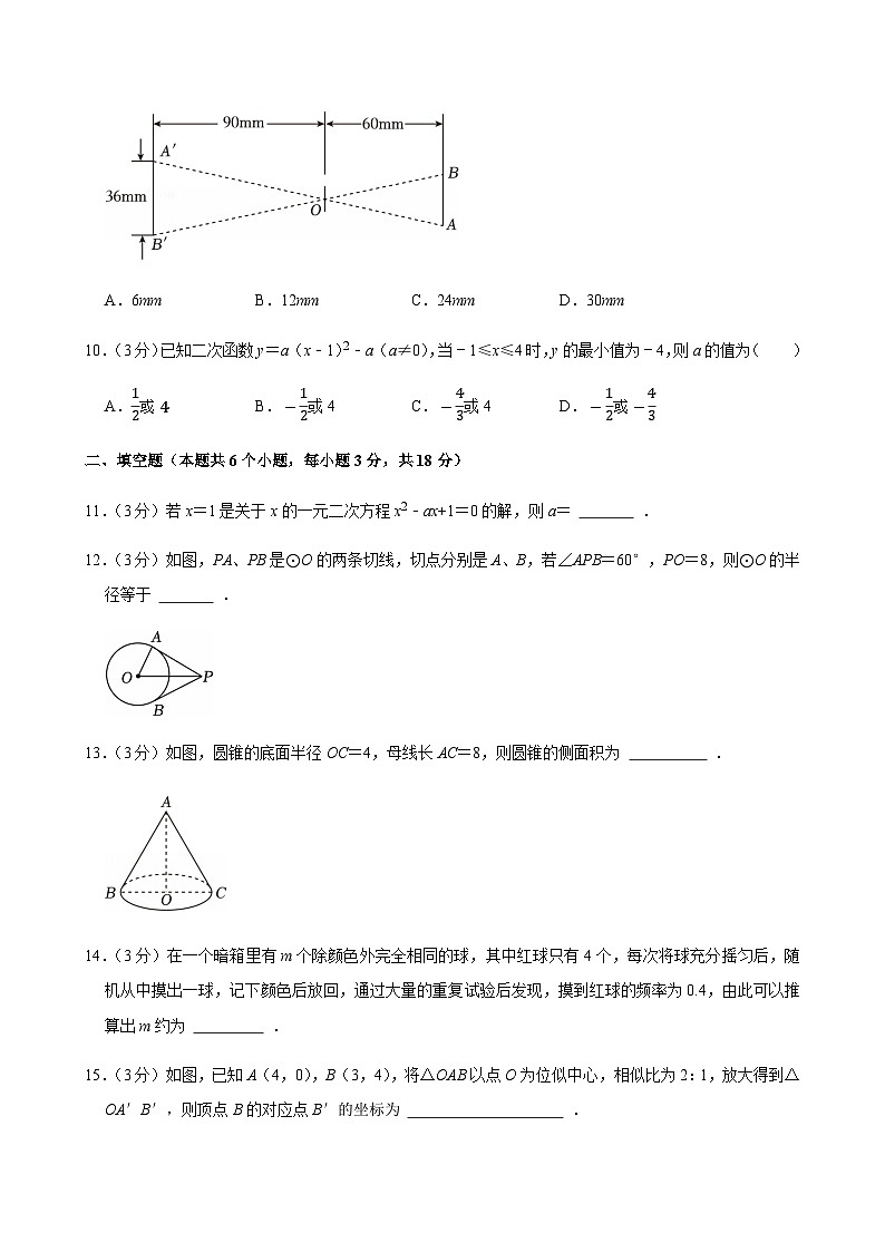 2024-2025学年广东省广州市增城区九年级上学期期末数学试卷（含答案）第3页