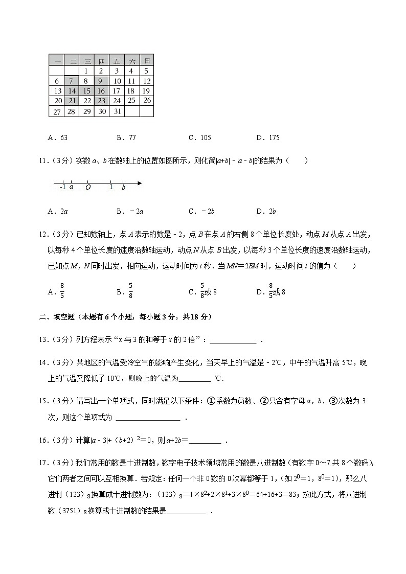 2024-2025学年广东省广州市海珠区七年级上学期期末数学试卷（含答案）第3页