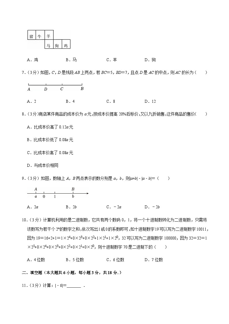 2024-2025学年广东省广州市荔湾区七年级上学期期末数学试卷（含答案）第2页