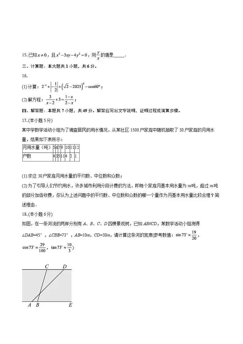 2025年山东省临沂市临沭县九年级中考一模数学平行卷-自定义类型第3页