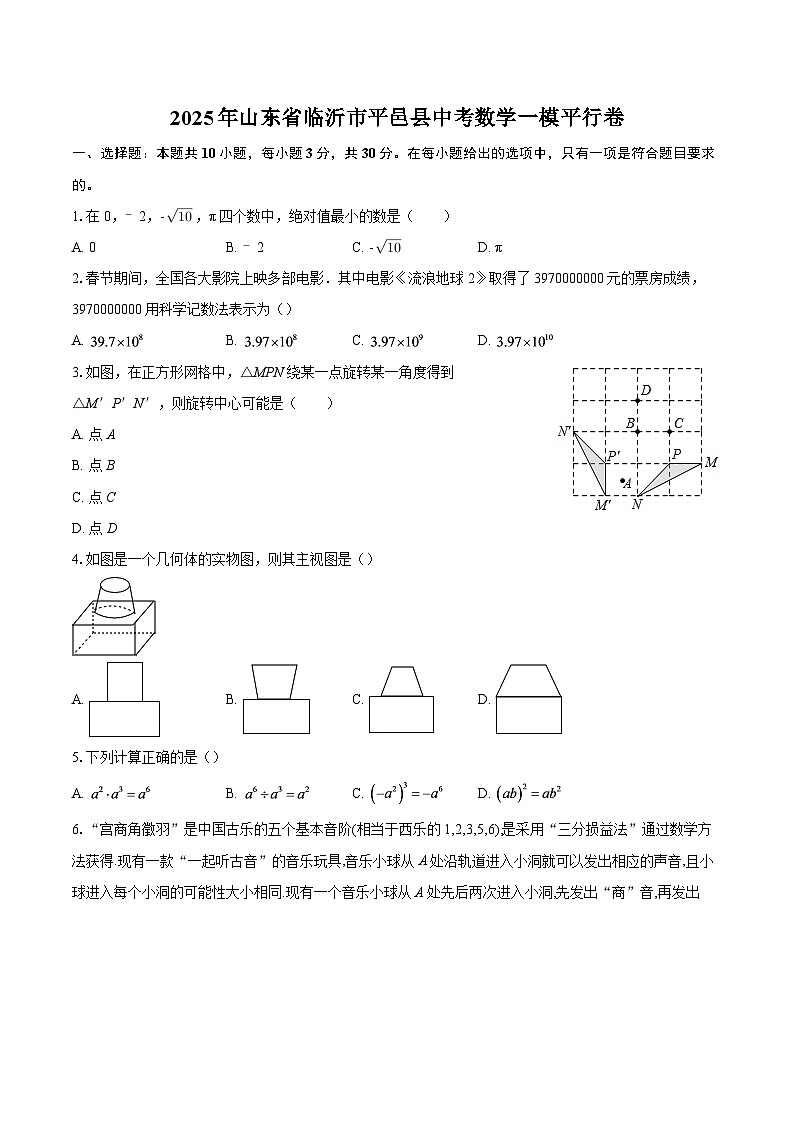 2025年山东省临沂市平邑县中考数学一模平行卷-自定义类型第1页