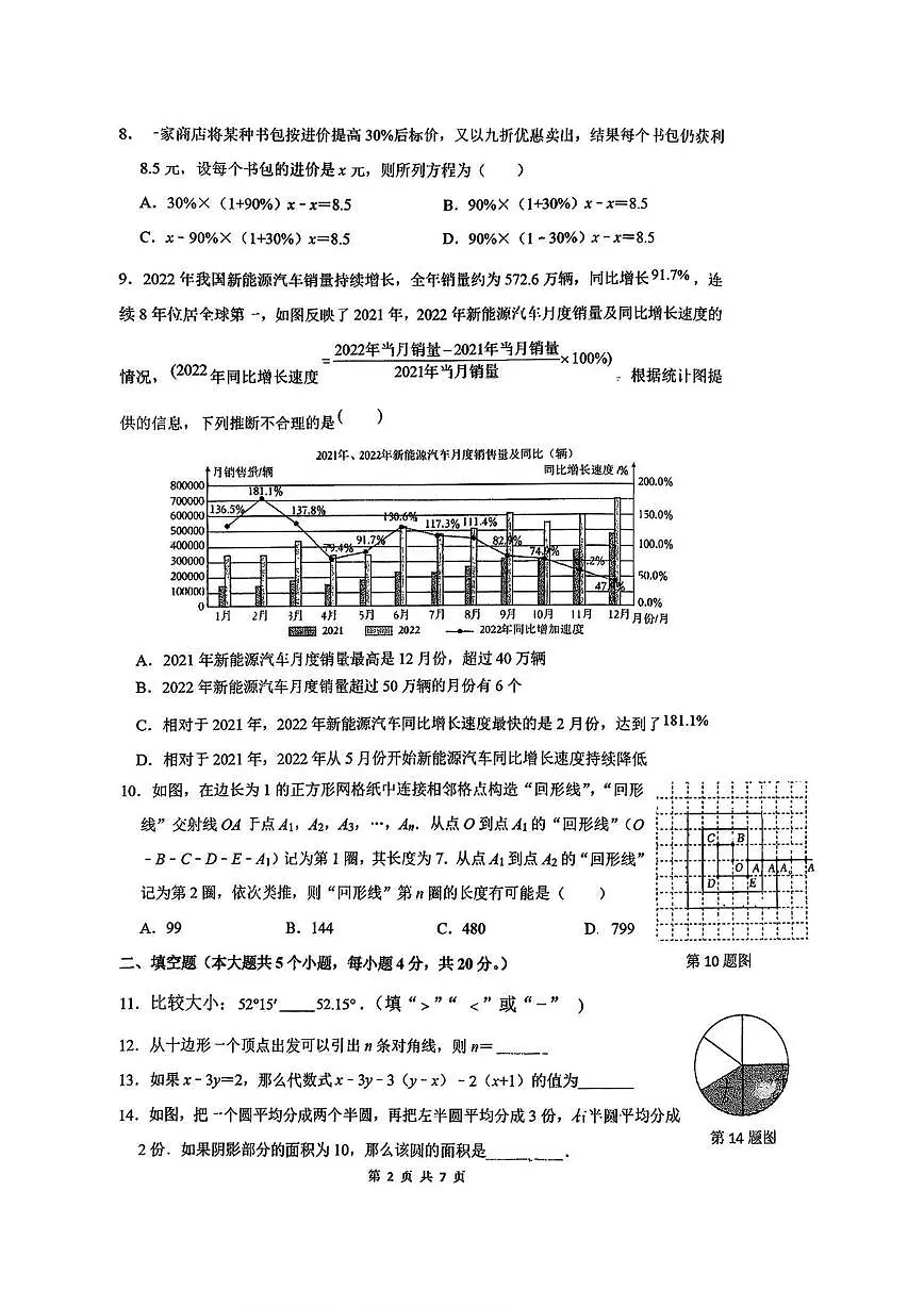 山东省济南市山东大学附属中学2025-2026学年上学期1月月考七年级数学试题第2页