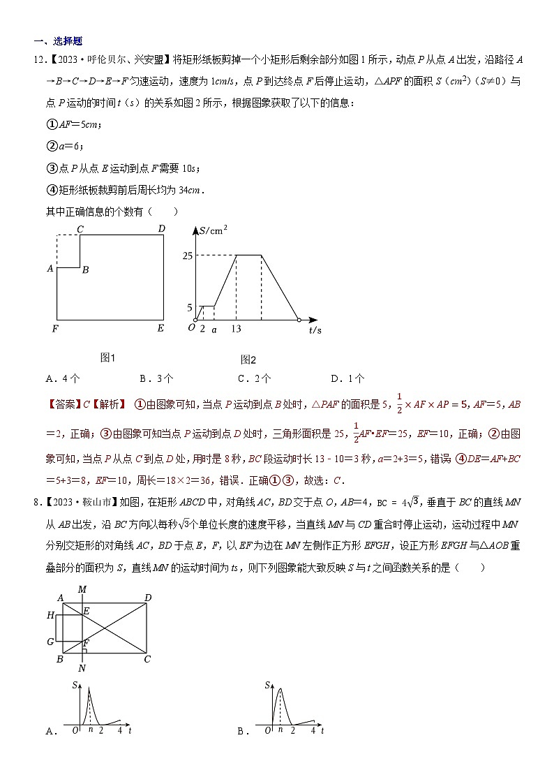 2023年各省市中考数学试卷分类汇编知识点58 分析判断函数图象（动态型）（Word版附解析）第1页