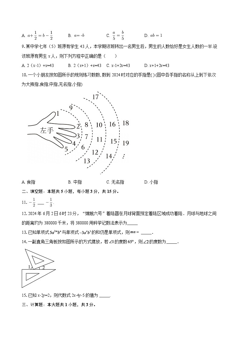广东省东莞市南城第一初级中学2025-2026学年上学期七年级数学期末押题卷（一）-自定义类型第2页