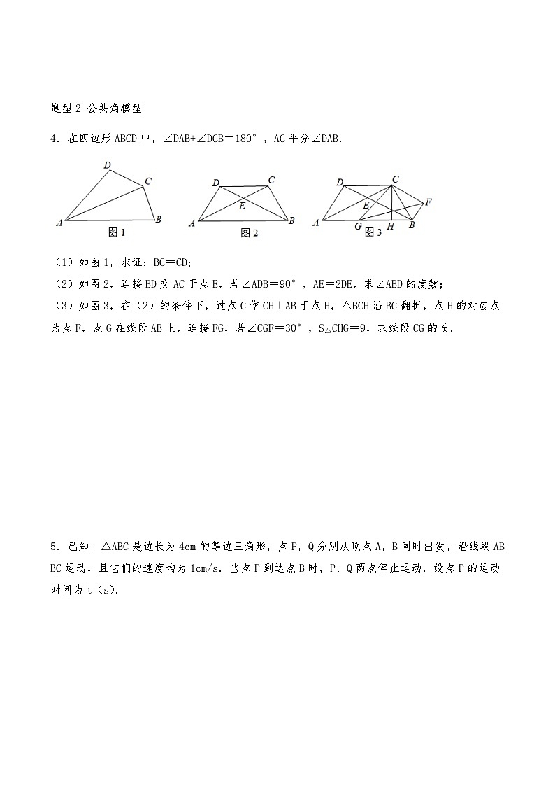 八年级数学上册试题 期末复习题--- 全等三角形的解题模型--人教版（含答案）第2页