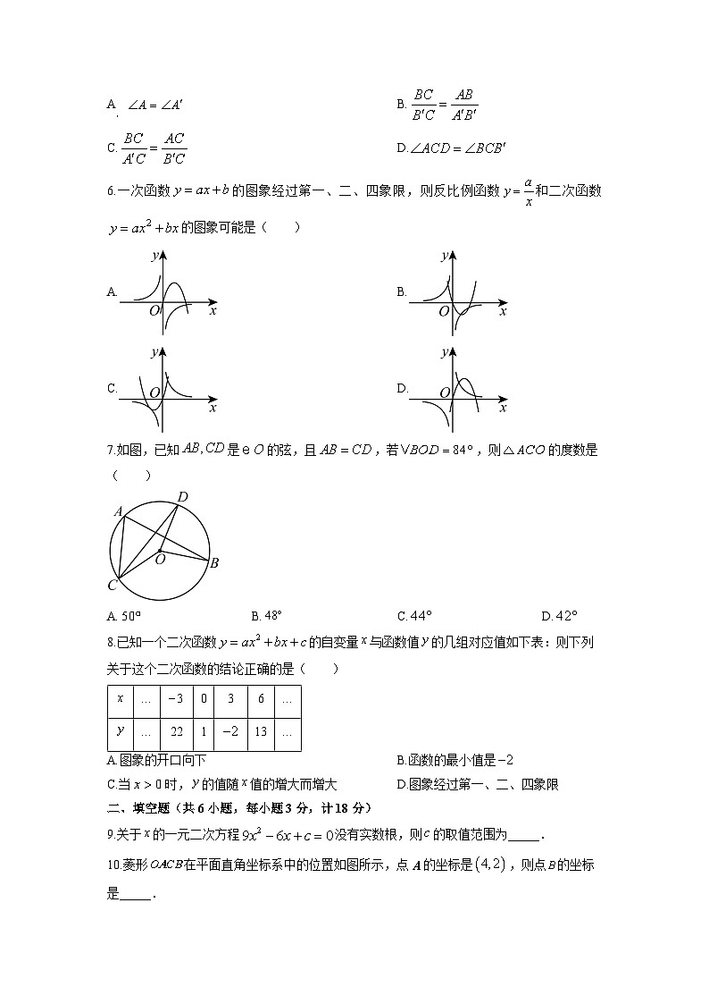 2025-2026学年陕西省榆林市榆阳区九年级上学期期末数学试卷（学生版）第2页
